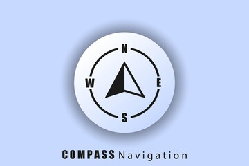 Fototapeta premium Compass icon, logo, navigator arrow icon, navigation technology, geolocation, GPS navigator cursor. User interface icon. Neomorphism. Vectro EPS10