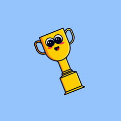 Cute Trophy character icon design. Vector illustration of school objects. back to school tools concept. kawaii character