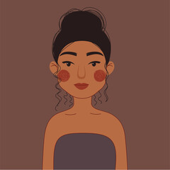 Hand-drawn portrait of an African woman with an Afro hairstyle. Avatar for social networks. Vector stock illustration.