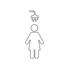 shower icon. woman taking or having a shower