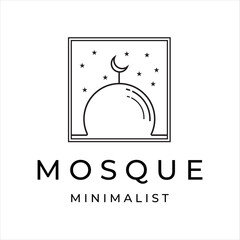 mosque line art minimalist vector logo illustration design