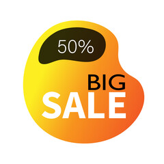 vector illustration banner 50% off orange gradient on white background