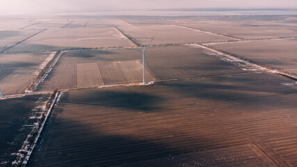 Wind turbines. Energy generator. Renewable wind energy. Roxolani, Odessa, Ukraine