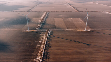 Wind turbines. Energy generator. Renewable wind energy. Roxolani, Odessa, Ukraine