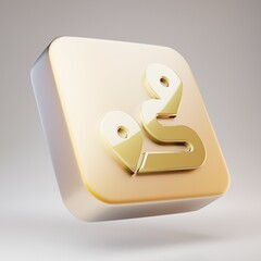 Route icon. Golden Route symbol on matte gold plate.