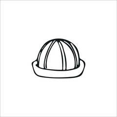 Hand-drawn Panama hat, single еlement. Graphic doodle, sketch, outline drawing isolated on white. Vector illustration
