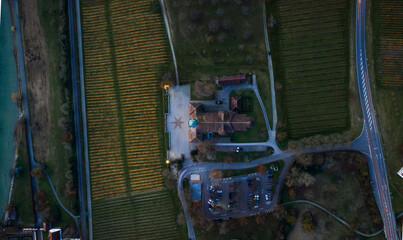 drone shot of the basilika in Uhldingen, Germany Lake Constance