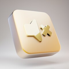 Mute Volume icon. Golden Mute symbol on matte gold plate.