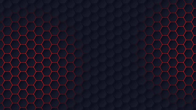 Geometric hexagon backlit looping video background. Hexagonal motion graphics. A simple seamless loop video with geo tracery in abstract modern style. Decorative mosaic trendy looped pattern.