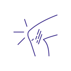 Knee injuries RGB color icon. Dislocations, sprains, deformity. Knee ligament trauma. Fractures and broken bones. Swelling and pain. Chronic inflammation, arthritis. Isolated vector illustration