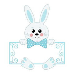 Happy Easter Bunny Vector illustration. Cute Rabbit cartoon character.