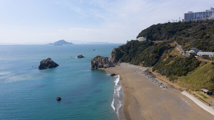 Fototapeta premium 愛知県 渥美半島 日出の石門 ドローン空撮