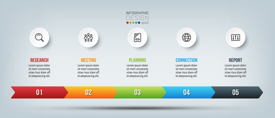 Business timeline infographic chart with step or option.