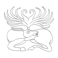vector monochrome icon with ancient Scythian art. Plaque with animal motifs for your project