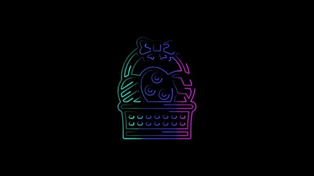 Easter Eggs Basket Icon Abstract Seamless Animation 4K Neon Lines. Beautiful animation of multicolored neon lines 4k video.
