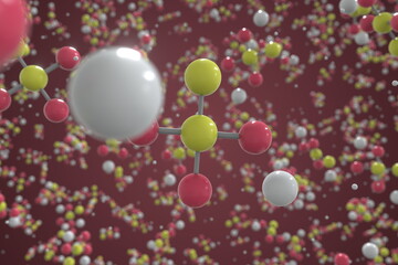 Sodium thiosulfate molecule. Ball-and-stick molecular model. Chemistry related 3d rendering