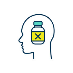 Medication refusal RGB color icon. Dietary restrictions. Patient nonadherence. Drug, antibiotic resistance. Medical treatment refuse. Low medication effectiveness. Isolated vector illustration