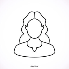 User icon woman. Female vector flat. Black color people person, profile, avatar, symbol, contour, line.