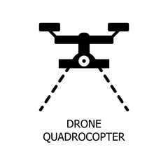 Quadcopter, Drone aerial camera icon. Vector Illustration. Outline vector icon for web design isolated on white background
