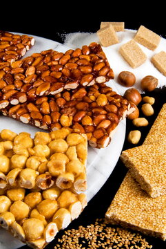 Croccante, a nut crisp sweet typical of many areas of Italy, made from sugar and almonds, hazelnuts or walnuts. Italian gastronomy