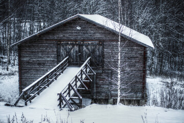 Old barn at Fors Hembygdsgard. A Hembygdsgard is a typical Swedish free type of open-air museum