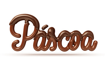 Realistic 3d render easter name with melted chocolate