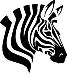 Zebra head logo vector illustration. Front view silhouette African zebra portrait striped black and white skin typography design element © Анна Брасова