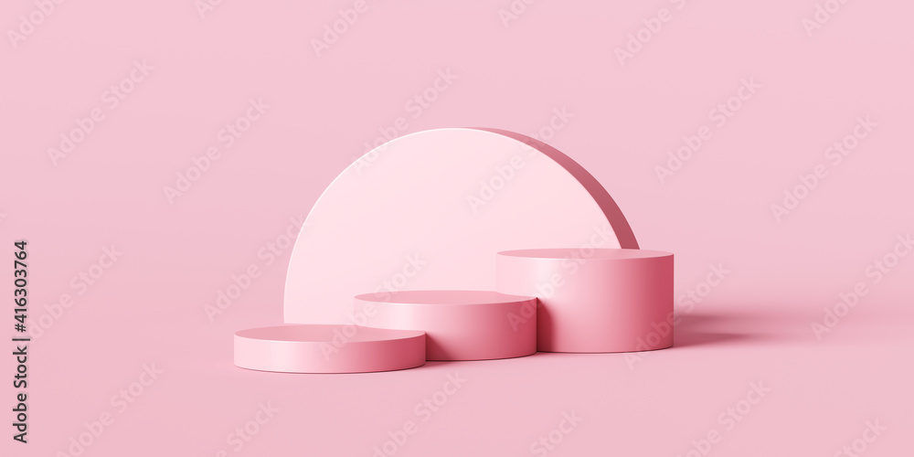 Aufkleber pink product background stand or podium pedestal on empty display with pastel backdrops. 3d renderin