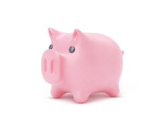 Realistic pink piggy bank pig isolated on white background. Piggy bank with coins, financial savings and banking economy, long-term deposit investment. Vector illustration.