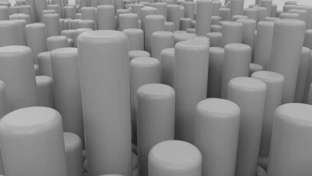 3d looped abstract background from cylinders. Minimalistic geometry.