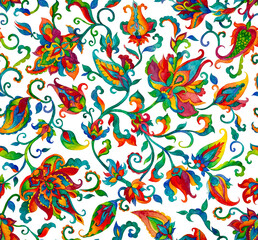 Paisley watercolor floral pattern