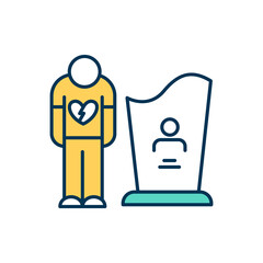 Grieving process RGB color icon. Coping with loss, depression. Bereavement. Losing friends, lovers. Grief stages. Pain and guilt. Broken heart. Facing illness and death. Isolated vector illustration