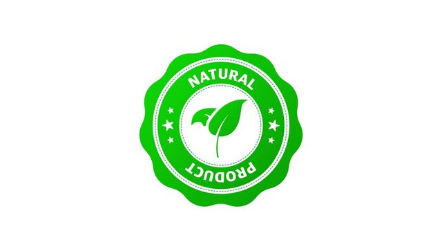 Green icon. Logo, icon, label. Organic, bio, eco symbol. Natural product. Vegetarian healthy food. Organic, bio, eco symbol. Natural product. Motion graphic.