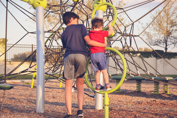 Boys playing in the community park 