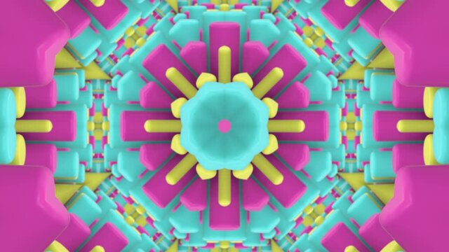 3D Looped Abstract geometric background. Hypnotic kaleidoscope.