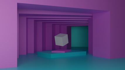Square tunnel abstract background 3D