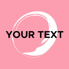 Vector Round Shape on Pink. White Circle Stamp. Icon, Logo, Banner Design..