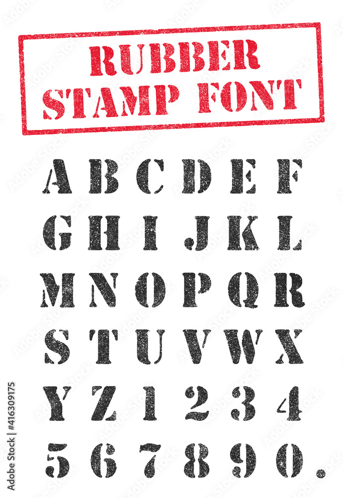 Wall mural vector illustration of an stencil rubber stamp font