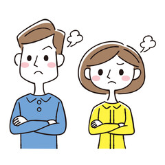 怒った男性と女性の人物セット線画