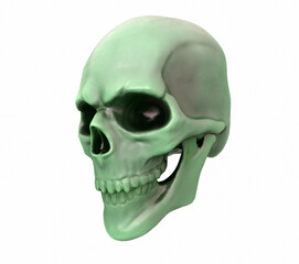 Human skull on Rich Colors a white background. The concept of death, horror. A symbol of spooky Halloween. 3d render illustration.