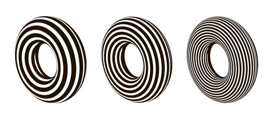 Tori set. Geometric vector 3d shapes isolated on white background. EPS 10.