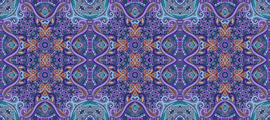 Raster ethnic ornamental color seamless pattern