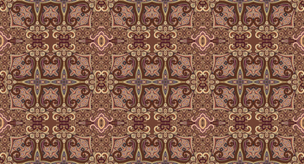 Raster ethnic ornamental color seamless pattern