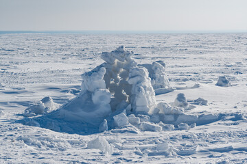 Winter dwelling of Eskimos. Igloo. Eskimos village.