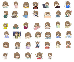 女の子の表情セット