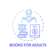 Books for adults concept icon. Online library categories idea thin line illustration. Imaginative literature. New technology. Vector isolated outline RGB color drawing