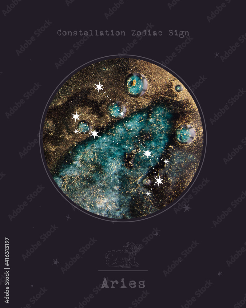 Wall mural constellation zodiac sign. astrology and astronomy. abstract image of the planet, celestial body. ve