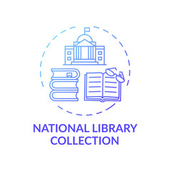 National library collection concept icon. Online library access idea thin line illustration. State intellectual resources. New technology. Vector isolated outline RGB color drawing