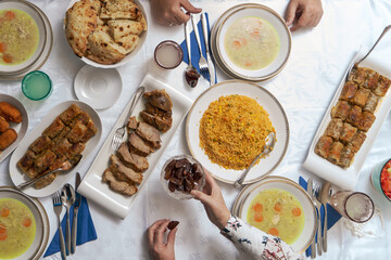 Traditional Muslim Ramadan Dinner Iftar food