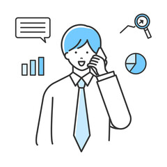 スマホで通話をするビジネス男性